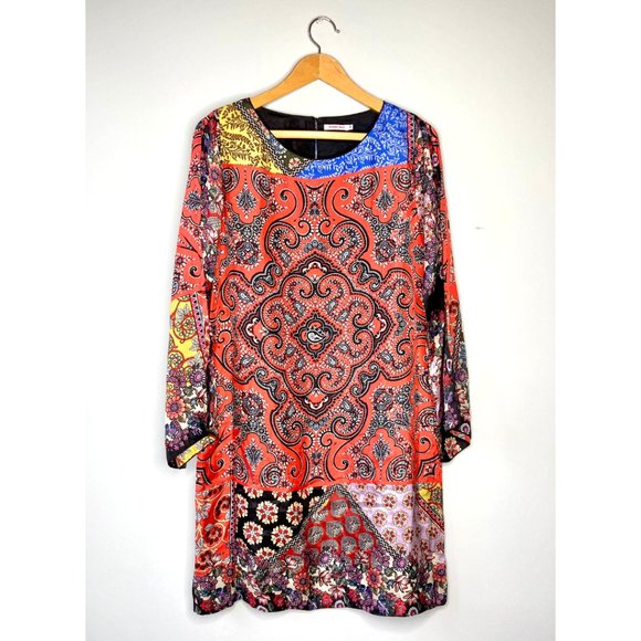 Johnny Was NWT Moa Kabelo Habutai Printed Silk Tunic Boho Mini Shift Dress XS - Picture 6 of 14